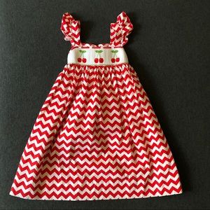 Petite Palace cherries smocked dress